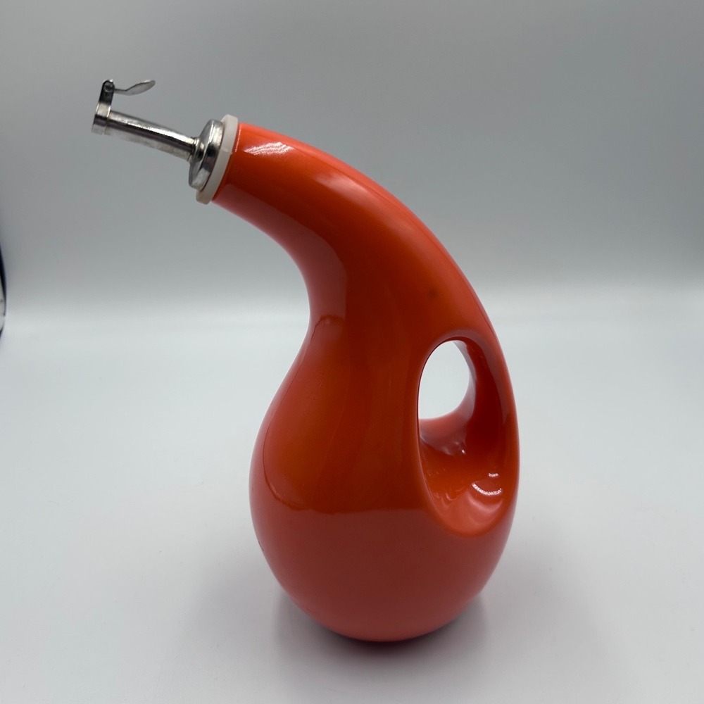 Rachael Ray Orange Stoneware EVOO Oil and Vinegar Dispensing Bottle Cruet H016